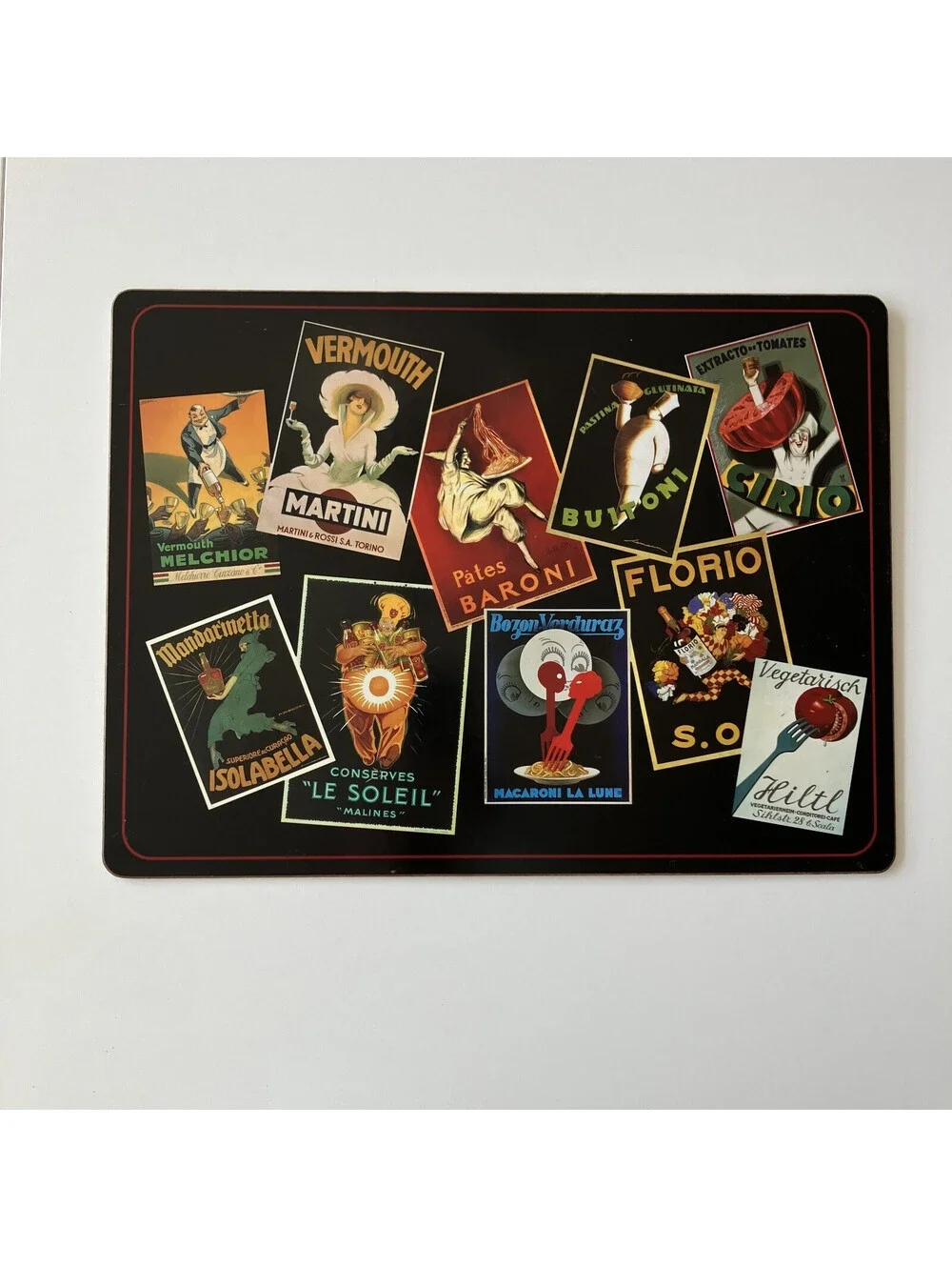 Pottery Barn Retro Vermouth & Liqueur Brand Advert Cork Back Placemat Coaster